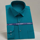 Men's Dress Shirts Solid Long Sleeve Stretch Oxford Shirt Business Casual Shirts