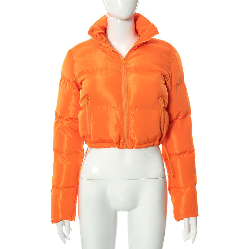 WOMENS LADIES QUILTED WINTER COAT THICK PUFFER PADDED CROP VARSITY JACKET