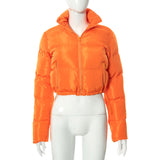 WOMENS LADIES QUILTED WINTER COAT THICK PUFFER PADDED CROP VARSITY JACKET