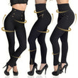 Womens High-waisted Tight Pants Tummy Control Zipper Leggings Seamless Breech with Diamond-studded Pants