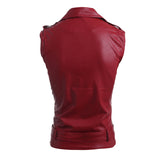 Fashion Mens Faux Leather PU Biker Punk Vest Zippers Slim Fit Male Sleeveless Waistcoat For Men
