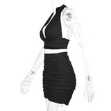 Halter Top And Skirt Set For Women - Stylish White Green Black Dress