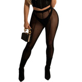 Womens Sexy Stocking Skinny Mesh See-through Leggings