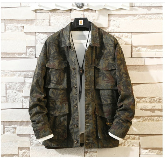 Mens Camouflage Military Trucker Shirt Jacket
