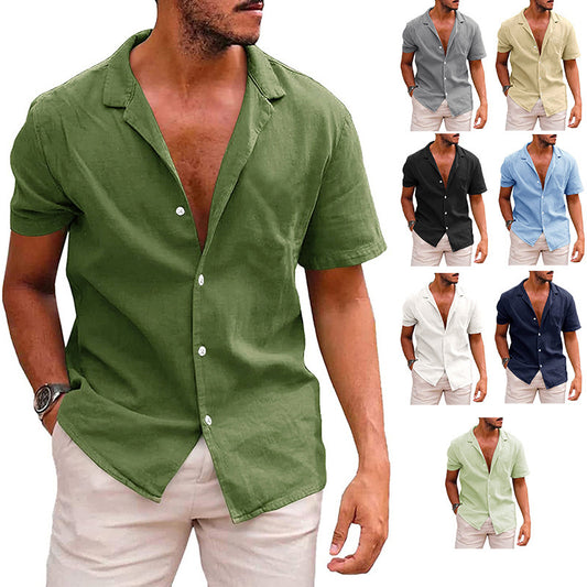 Men's Linen Shirts Short-Sleeve, ButtonUp Beach Summer Wedding