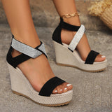 New Fish Mouth High Wedges Sandals With Rhinestone Design Fashion Summer Platform Shoes For Women
