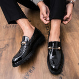 Mens Leather Shoes Pattern Printing Men's Dress Loafer Shoes Slip-on Casual Loafer Smoking Slipper