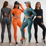 Ladies Seamless Yoga Pants Sports Gym Fitness Leggings Or Long Sleeve Tops Outfits Butt Lifting Slim Workout Sportswear Clothing