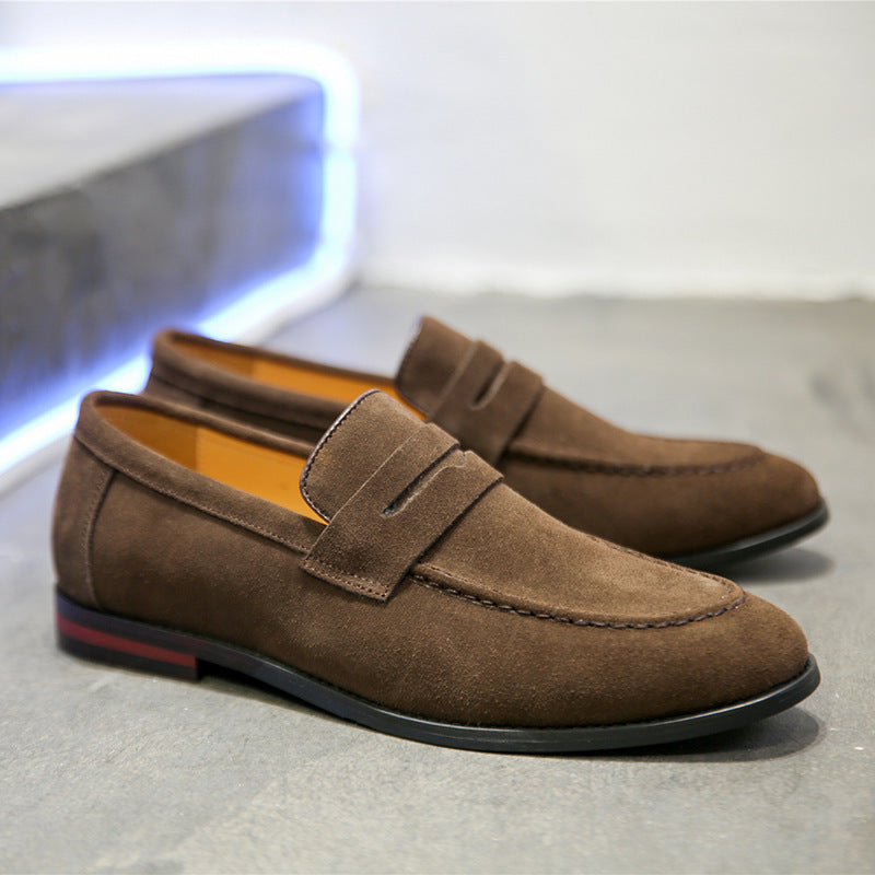 Mens Leather Lazy Shoes Nubuck Leather Men Casual