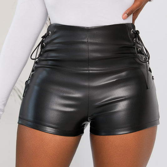 Womens Leather Skinny Short Pants Faux Leather Boot Pants Plus Size Shorts