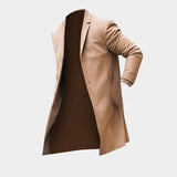 Mens Winter Trench Coats Outwear Overcoat Long Sleeve Button Up Khaki Black Coat jacket