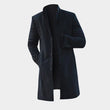 Mens Winter Trench Coats Outwear Overcoat Long Sleeve Button Up Khaki Black Coat jacket