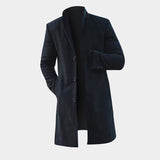 Mens Winter Trench Coats Outwear Overcoat Long Sleeve Button Up Khaki Black Coat jacket