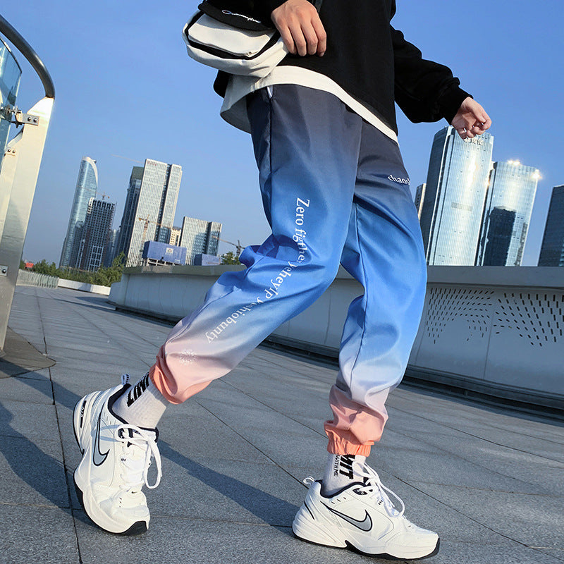 New Mens Fashion Trendy Gradient Color Trousers Men