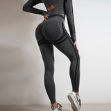 Ladies Seamless Yoga Pants Sports Gym Fitness Leggings Or Long Sleeve Tops Outfits Butt Lifting Slim Workout Sportswear Clothing