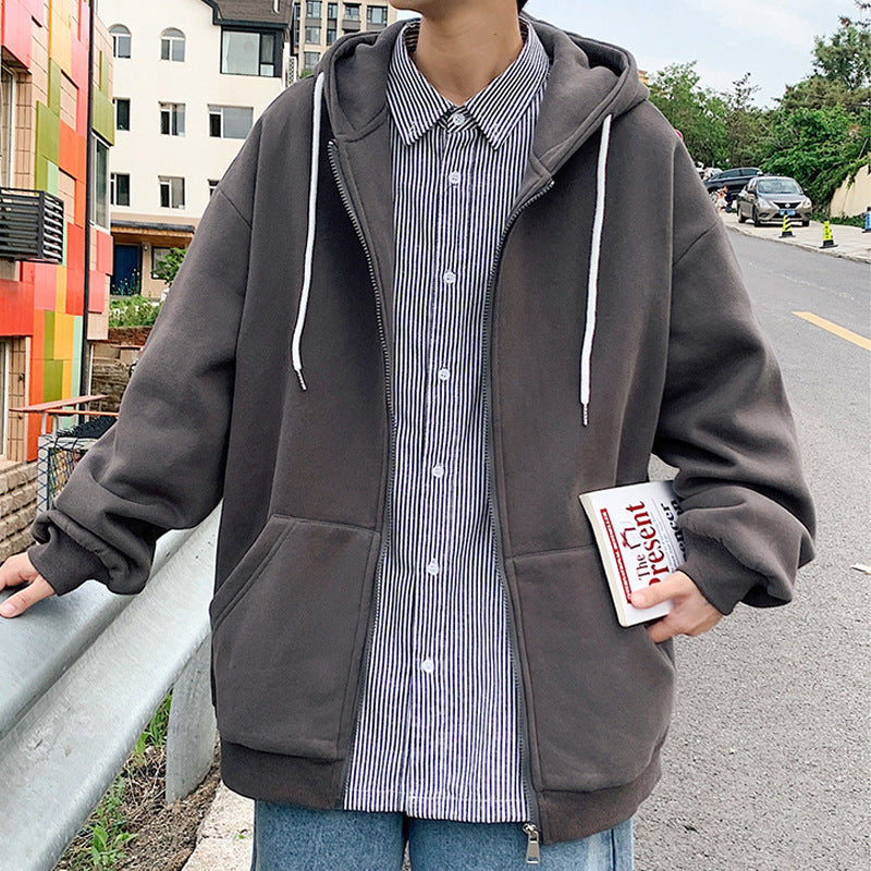 New Men's Hooded Fashion Casual Zipper Hooded Cotton Jacket Coat