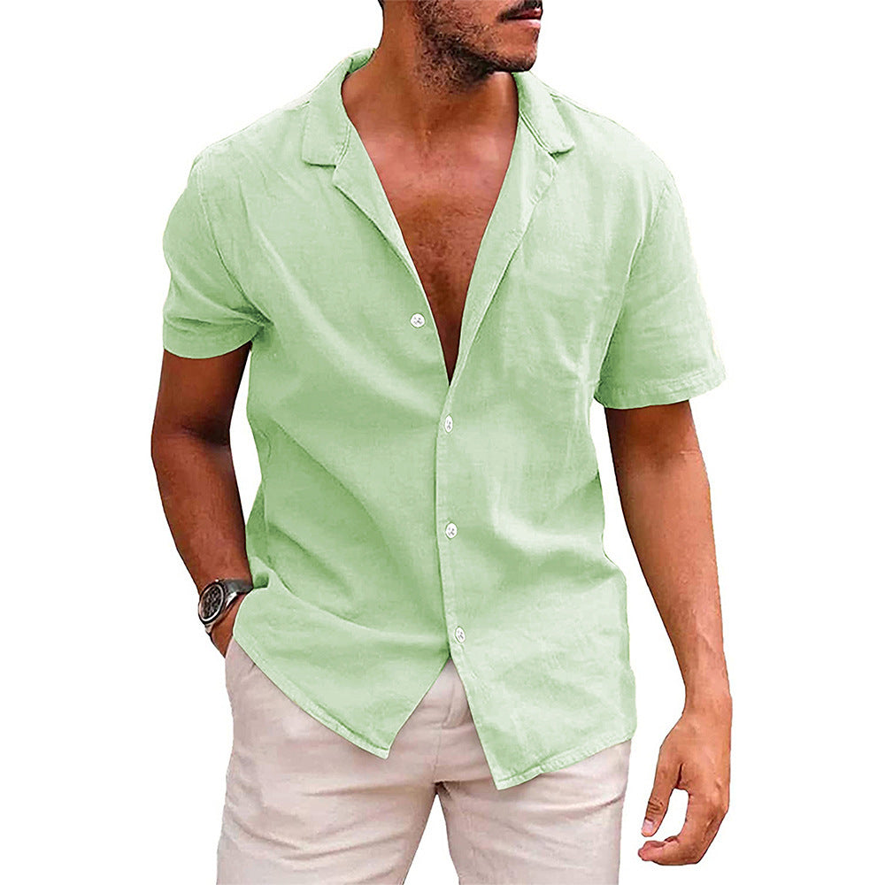 Men's Linen Shirts Short-Sleeve, ButtonUp Beach Summer Wedding