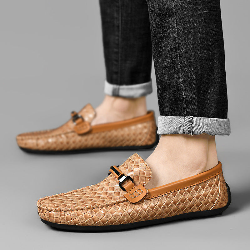 Classic Men's Leather Driving Loafer Casual Snakeskin Business Shoes Party Wedding Shoes