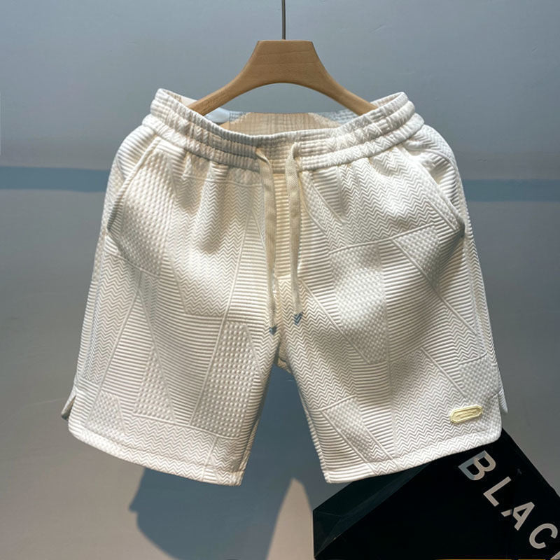 Men's Summer Shorts Jogging Bottom Casual Wave Pattern Drawstring Gym Pants