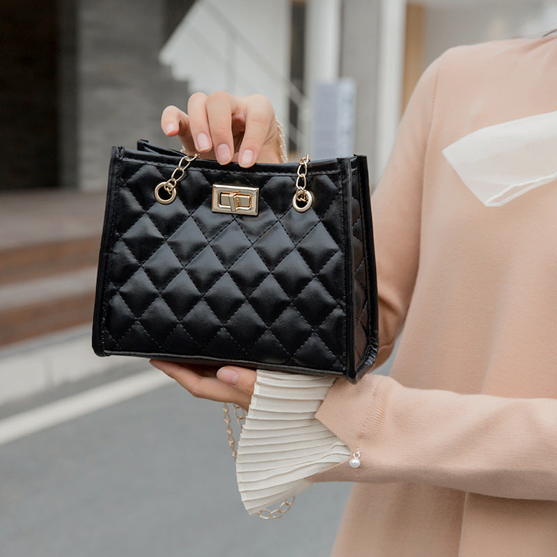 Women PU Mini Chain Shoulder Bags Rhombus Sewing Small Square Bags For Women