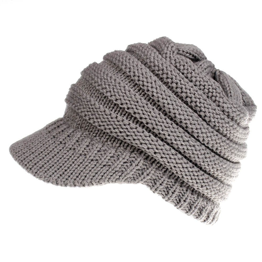 Ponytail Beanie Hat Knitted High Warm Winter Women Tail Skullies