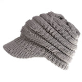 Ponytail Beanie Hat Knitted High Warm Winter Women Tail Skullies