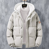 Men Winter Windproof Thickened Fake Two-piece Coat Solid Leisure Sports Cotton Jacket