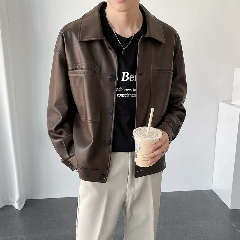 Leather Jackets Hood Mens Bomber Vintage Coats With Pocket