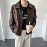 Leather Jackets Hood Mens Bomber Vintage Coats With Pocket