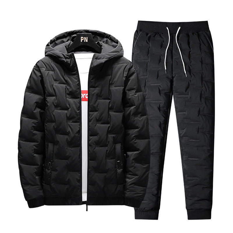 Mens Sweatsuits Puffer Jacket Trouser set Warm padded Jacket Trouser Set