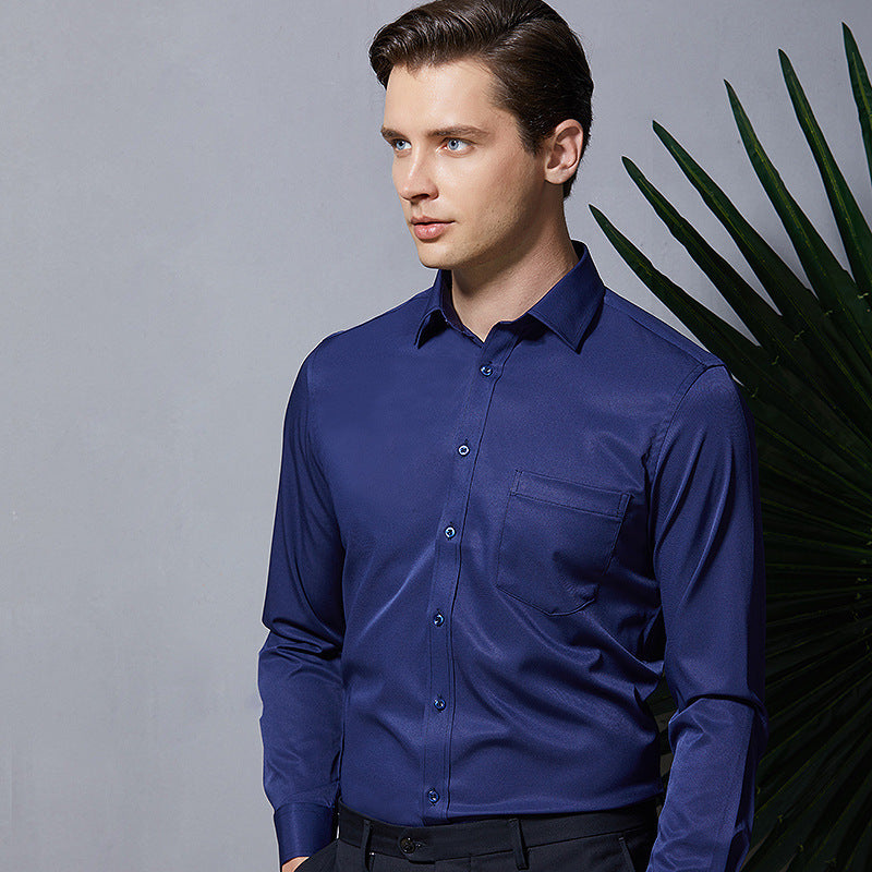 Men's Dress Shirts Solid Long Sleeve Stretch Oxford Shirt Business Casual Shirts