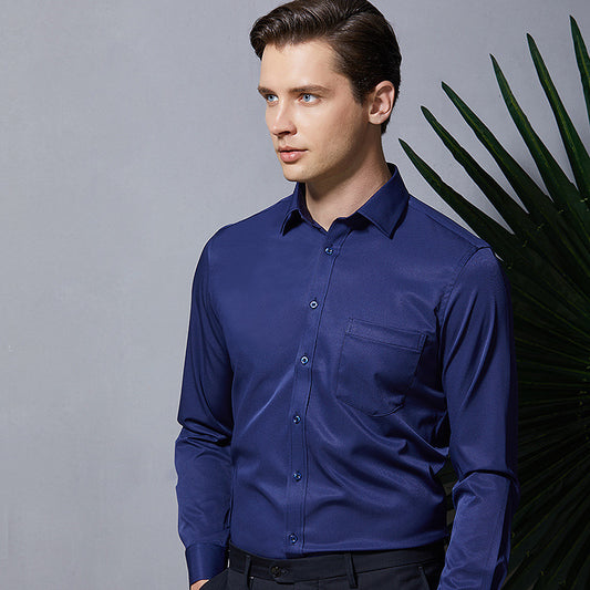 Men's Dress Shirts Solid Long Sleeve Stretch Oxford Shirt Business Casual Shirts