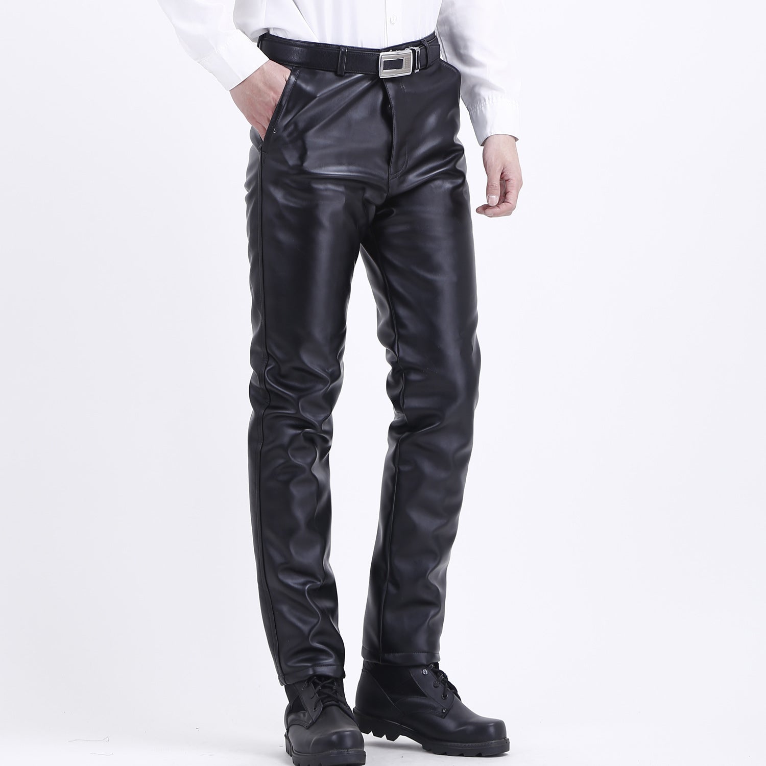 Mens Leather pants Oil-proof, Wind-proof And Warm Motorcycle Leather Pants