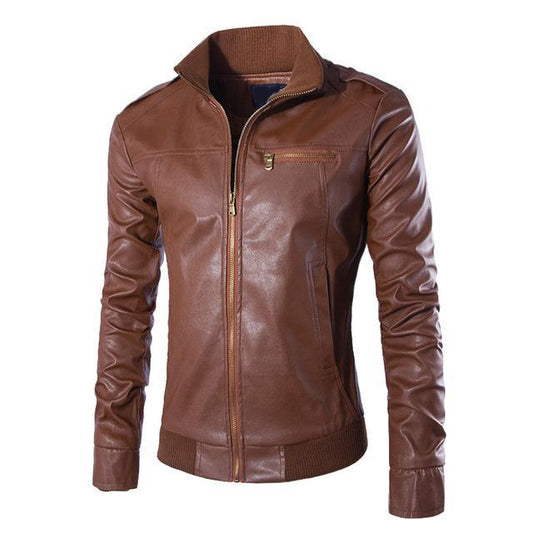 Mens Faux Leather Aviator Bomber Jacket