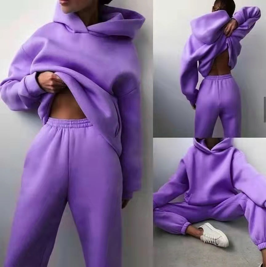 Women Two-piece Set Outfit Hoodie-Pant Large Tracksuit