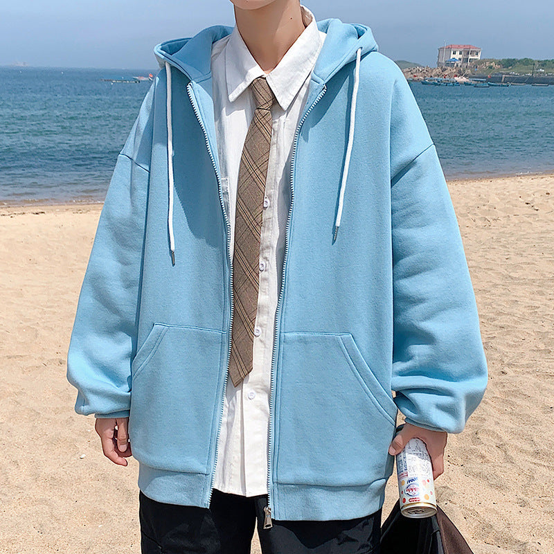 New Men's Hooded Fashion Casual Zipper Hooded Cotton Jacket Coat