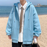 New Men's Hooded Fashion Casual Zipper Hooded Cotton Jacket Coat