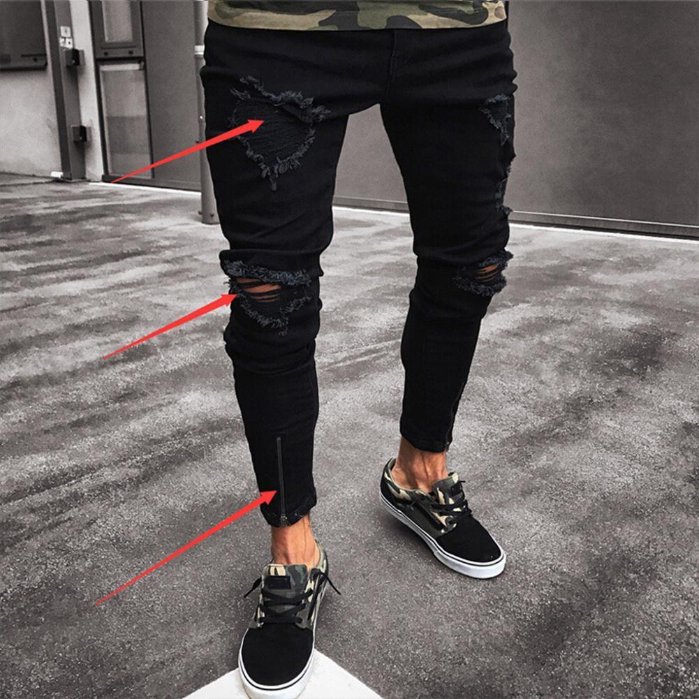 Mens Jeans Pant  Trousers Long Basic Broken Clothes
