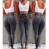 Ladies High Waist Fringed Colombian Style Skinny Jeans