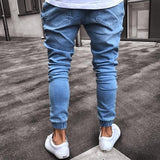 Mens Jeans Pants Slim Fit Blue Biker Look Mens Jeans