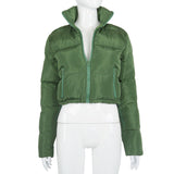 WOMENS LADIES QUILTED WINTER COAT THICK PUFFER PADDED CROP VARSITY JACKET
