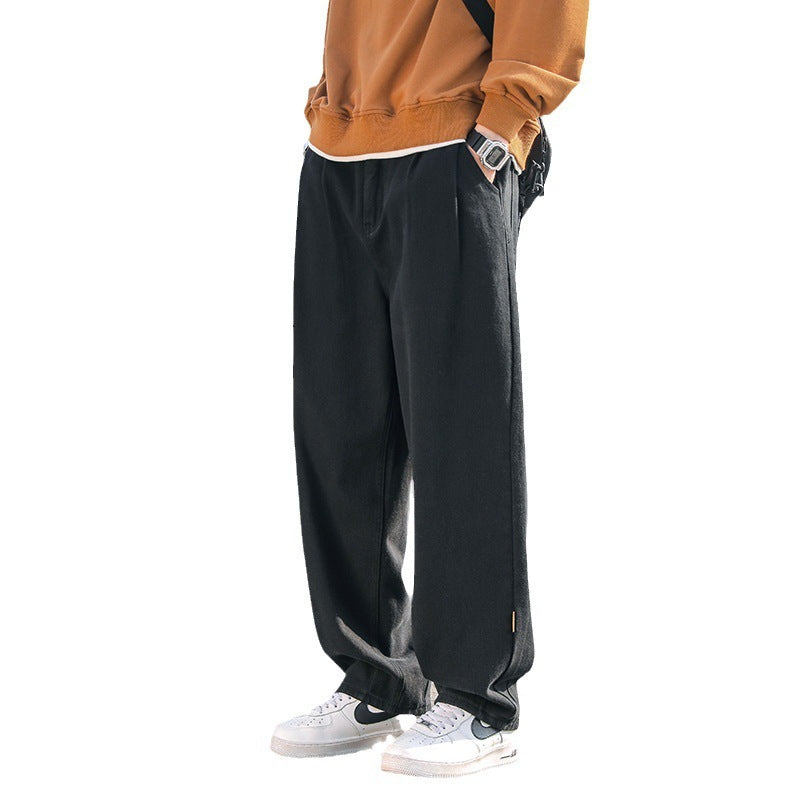 Mens Cotton Pants Men's Casual Straight-leg Pants