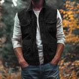 Mens Casual Retro Vest outerwear top casual zip up sleeveless jacket