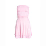 Y2K Tube-top Short Dress Summer Sexy Pleated Tight Fit Fashion Dress