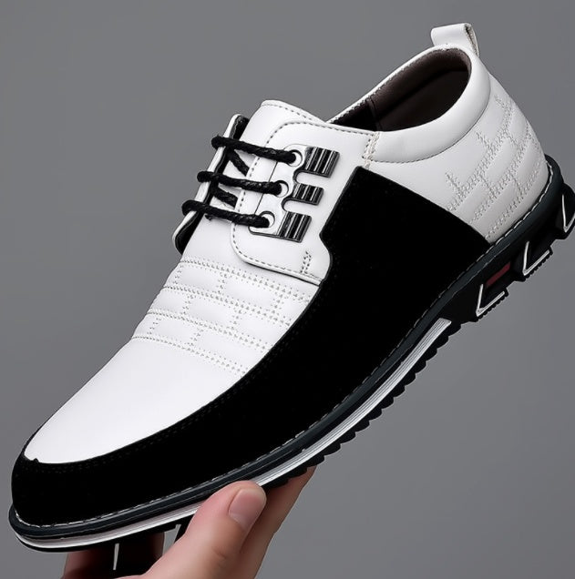 Mens Dress Shoes Casual Business Oxford Derby Orthopedic Leather Shoes Simple Lace-up Walk Loafers Flats Shoes for Men