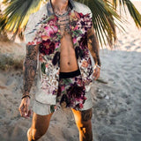 Men's Hawaiian Shirt Beach Printed Tropical Beach Shirt Casual Button Down Short Sleeve Floral Shirts Tops