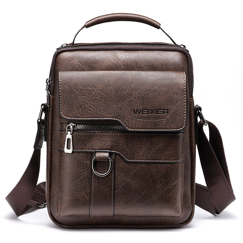 Men's Faux Leather Flaps Crossbody Messenger One Shoulder Bag