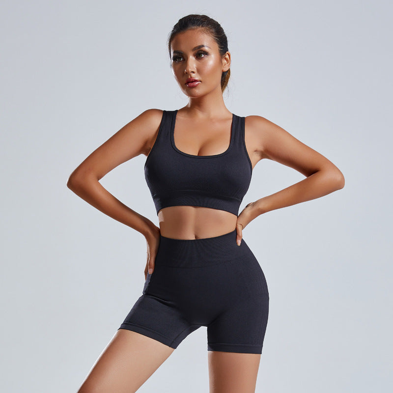 Women's Vest And Shorts Tracksuit Seamless Workout Sportswear Gym Clothing High Waist Leggings Fitness Sports Suits