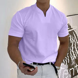 Mens Summer Short Sleeve Shirt Men Fitness Plus Size Sports T-Shirt Elastic Cotton Pocket