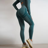 Ladies Seamless Yoga Pants Sports Gym Fitness Leggings Or Long Sleeve Tops Outfits Butt Lifting Slim Workout Sportswear Clothing